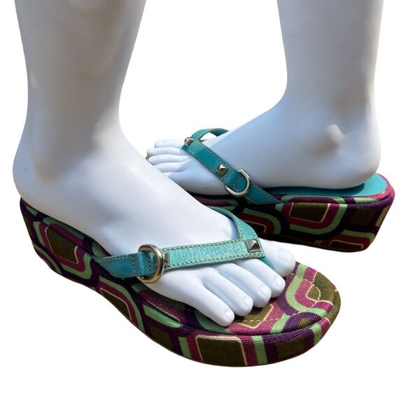 PRADA studded sandals with grommets beautiful blues and pinks size 9 (39 EU) - Picture 2 of 13